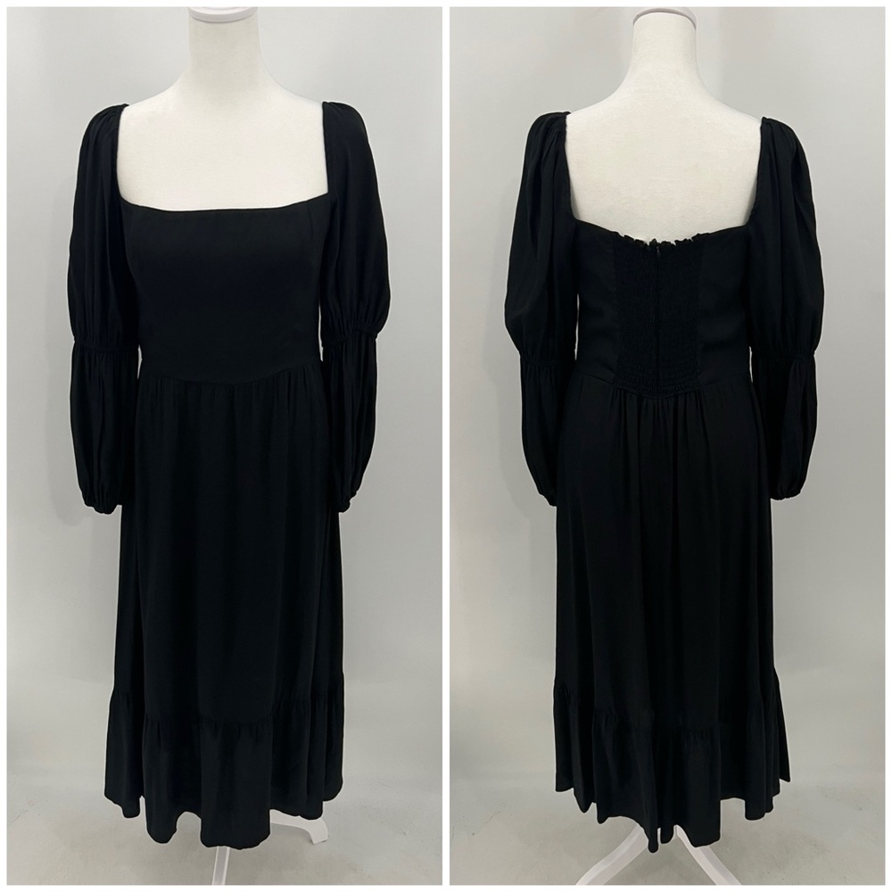 Reformation Mica black midi dress